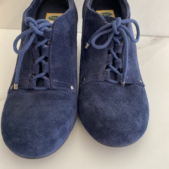 Dr Scholls Women Blue Leather Suede Lace Up Oxford-Like Healed Shoes - Booties - Picture 10 of 12